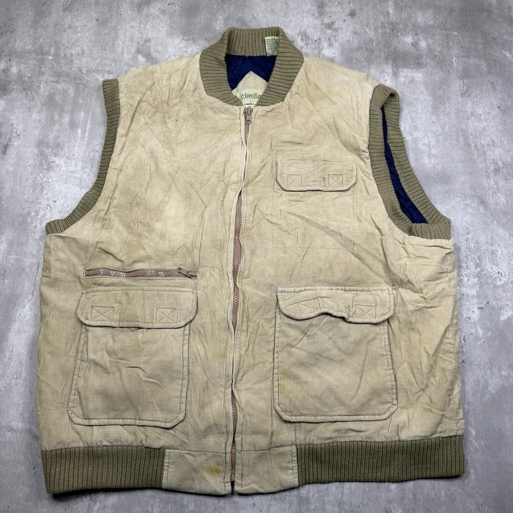 St John's Bay Men's 100% Cotton Corduroy Vest Size XL Outerwear Vintage Brown